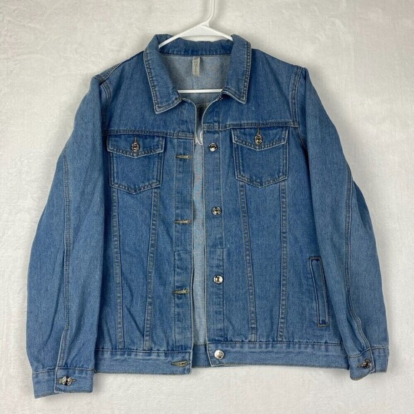 Davids Bridal Bride Jacket Womens Large Blue Embroidered Floral Denim Jacket - Picture 7 of 14